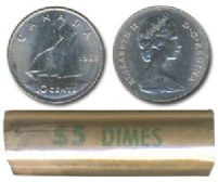 10-CENT -  1968 10-CENT ORIGINAL ROLL -  1968 CANADIAN COINS