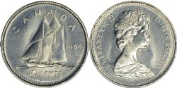 10-CENT -  1969 10-CENT SMALL DATE -  1969 CANADIAN COINS