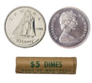 10-CENT -  1980 10-CENT ORIGINAL ROLL -  1980 CANADIAN COINS