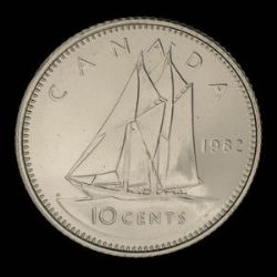 10-CENT -  1982 10-CENT - BRILLIANT UNCIRCULATED (BU) -  1982 CANADIAN COINS
