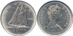10-CENT -  1985 10-CENT -  1985 CANADIAN COINS