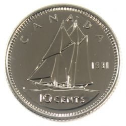 10-CENT -  1991 10-CENT (PL) -  PIÈCES DU CANADA 1991