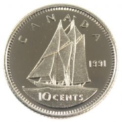 10-CENT -  1991 10-CENT (PR) -  1991 CANADIAN COINS