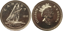 10-CENT -  1998 10-CENT - PROOF-LIKE (PL) -  1998 CANADIAN COINS