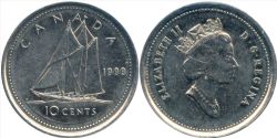10-CENT -  1999 10-CENT - BRILLIANT UNCIRCULATED (BU) -  1999 CANADIAN COINS