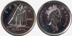 10-CENT -  2003 P OLD EFFIGY 10-CENT (BU) -  2003 CANADIAN COINS