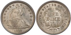 10 CENTS -  1840-O 10-CENTS -  1840 UNITED STATES COINS