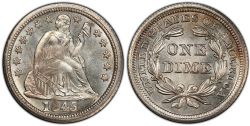 10 CENTS -  1845 10-CENTS -  1845 UNITED STATES COINS