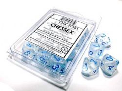 10 DICE, 10-SIDERS, ICICLE WITH LIGHT BLUE - GLOW IN THE DARK -  BOREALIS