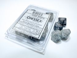 10 DICE, 10-SIDERS, LIGHT SMOKE WITH SILVER - GLOW IN THE DARK -  BOREALIS