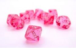 10 DICE, 10-SIDERS, PINK / WHITE -  TRANSLUCENT