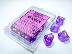 10 DICE, 10-SIDERS, PURPLE WITH WHITE - GLOW IN THE DARK -  BOREALIS