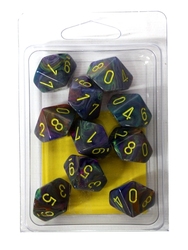 10 DICE, 10-SIDERS, RIO WITH YELLOW -  FESTIVE