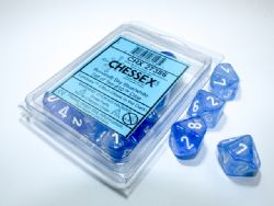10 DICE, 10-SIDERS, SKY BLUE WITH WHITE - GLOW IN THE DARK -  BOREALIS