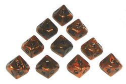 10 DICE TUBE 10 SIDED DICES OLYMPIC BRONZE