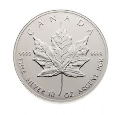 10 OUNCES FINE SILVER COIN - 10TH ANNIVERSARY OF THE MAPLE LEAF -  1998 CANADIAN COINS