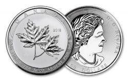 10 OUNCES FINE SILVER COIN - MAGNIFICENT MAPLE LEAVES -  2018 CANADIAN COINS