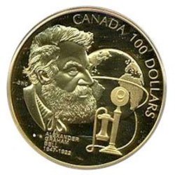 100 DOLLARS -  150TH ANNIVERSARY OF ALEXANDER GRAHAM BELL'S BIRTH -  1997 CANADIAN COINS 22