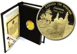 100 DOLLARS -  275TH ANNIVERSARY OF THE FOUNDING LOUISBOURG -  1995 CANADIAN COINS 20