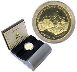 100 DOLLARS -  50TH ANNIVERSARY OF NEWFOUNDLAND'S CONFEDERATION WITH CANADA -  1999 CANADIAN COINS 24