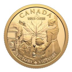 100 DOLLARS -  80TH ANNIVERSARY OF THE END OF THE SECOND WORLD WAR IN EUROPE -  2025 CANADIAN COINS