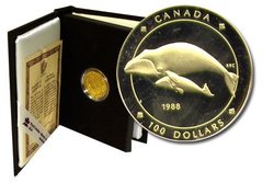 100 DOLLARS -  BOWHEAD WHALE -  1988 CANADIAN COINS 13