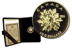 100 DOLLARS -  INTERNATIONAL YEAR OF PEACE -  1986 CANADIAN COINS 11