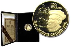 100 DOLLARS -  JACQUES CARTIER'S VOYAGE OF DISCOVERY -  1984 CANADIAN COINS 09