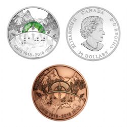100TH ANNIVERSARY OF THE CANADIAN NATIONAL INSTITUTE FOR THE BLIND -  SILVER COIN AND BRONZE MEDALLION SET -  2018 CANADIAN COINS