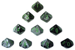 10D10 SET -  10D10, BLACK/GREY WITH GREEN NUMBERS -  GEMINI CHX