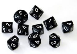 10D10 SET -  10D10, BLACK WITH WHITE NUMBERS -  OPAQUE CHX