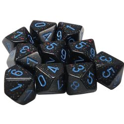 10D10 SET -  10D10, BLUE STARS WITH BLUE NUMBERS -  SPECKLED CHX