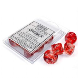 10D10 SET -  10D10, RED WITH SILVER -  NEBULA CHX