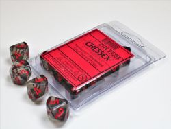 10D10 SET -  10D10, SMOKE WITH RED NUMBERS -  TRANSLUCENT CHX