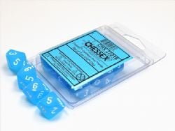 10D10 SET -  CARIBBEAN BLUE WITH WHITE NUMBERS -  FROSTED
