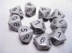 10D10 SET -  DARK GREY WITH BLACK NUMBERS -  OPAQUE CHX