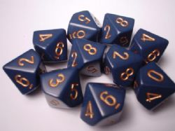10D10 SET -  DUSTY BLUE WITH COPPER NUMBERS -  OPAQUE