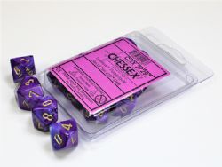 10D10 SET -  PURPLE WITH GOLD NUMBERS -  LUSTROUS