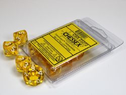 10D10 SET -  YELLOW WITH WHITES NUMBERS -  TRANSLUCENT