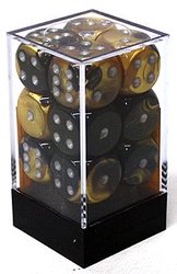 12D6 16MM BLACK/GOLD WITH SILVER DOTS -  GEMINI