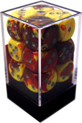12D6 16MM RED/YELLOW WITH SILVER DOTS -  GEMINI