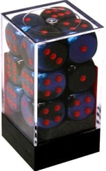 12D6 SET -  12D6 16MM BLACK/STARLIGHT WITH RED NUMBERS -  GEMINI CHX