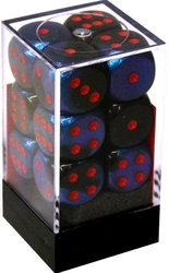 12D6 SET -  12D6 16MM BLACK/STARLIGHT WITH RED NUMBERS -  GEMINI