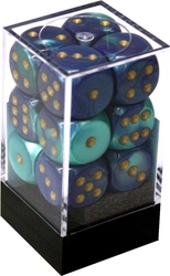 12D6 SET -  12D6 16MM BLUE/TEAL WITH GOLD NUMBERS -  GEMINI CHX