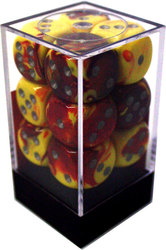 12D6 SET -  12D6 16MM RED/YELLOW WITH SILVER DOTS -  GEMINI CHX