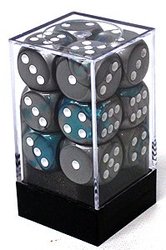 12D6 SET -  12D6 16MM STEEL/TEAL WITH WHITE DOTS -  GEMINI CHX