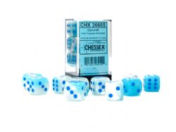 12D6 SET -  12D6 16MM TURQUOISE-WHITE/BLUE LUMINARY -  GEMINI CHX