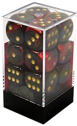 12D6 SET -  12D6, BLACK AND RED WITH GOLD -  GEMINI CHX