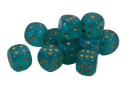 12D6 SET -  12D6, TEAL WITH GOLD - GLOW IN THE DARK -  BOREALIS