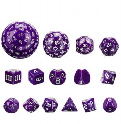 15 DICE, RESIN DICE SET D3-D100, PURPLE